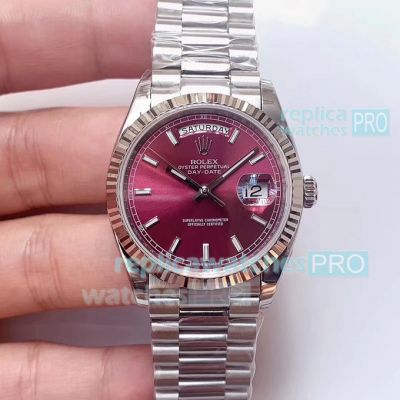 EWF Swiss Rolex Presidential Replica Day-Date Purple Dial Watch 36mm